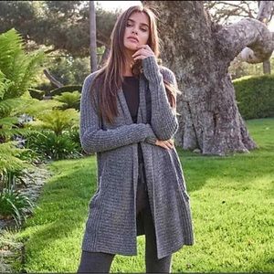 Barefoot Dreams Cozychic Lite Montecito Long Cardigan Gray